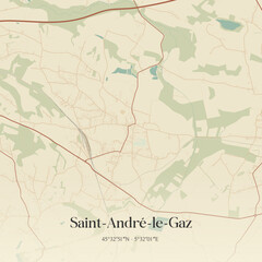 Fototapeta premium Vintage map of Saint-André-le-Gaz, France.