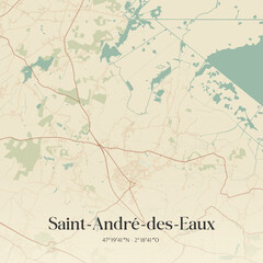 Obraz premium Vintage map of Saint-André-des-Eaux, France.