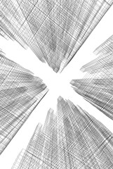 Futuristic Architectural Wireframe – Abstract Skyscraper Cityscape with Geometric Perspective