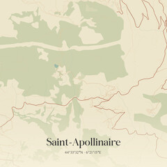 Obraz premium Vintage map of Saint-Apollinaire, France.