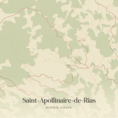 Fototapeta premium Vintage map of Saint-Apollinaire-de-Rias, France.