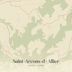 Obraz premium Vintage map of Saint-Arcons-d'Allier, France.