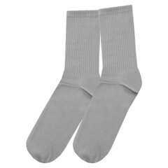 Gray socks mockup, ideal for showcasing your custom designs. Soft, durable, and versatile, perfect for any wardrobe. Great for fashion brands and personalized gifts. High-quality, editable mockup