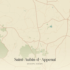 Fototapeta premium Vintage map of Saint-Aubin-d'Appenai, France.