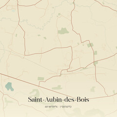 Fototapeta premium Vintage map of Saint-Aubin-des-Bois, France.