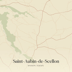 Fototapeta premium Vintage map of Saint-Aubin-de-Scellon, France.
