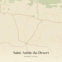 Fototapeta premium Vintage map of Saint-Aubin-du-Désert, France.