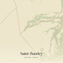 Obraz premium Vintage map of Saint-Bandry, France.