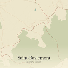 Fototapeta premium Vintage map of Saint-Baslemont, France.