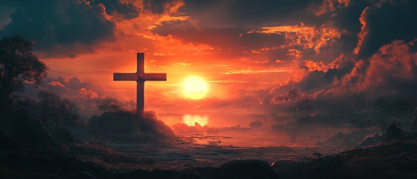 Christian Symbolism: Sunset Cross Imagery