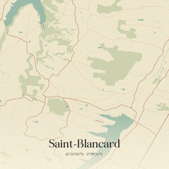 Obraz premium Vintage map of Saint-Blancard, France.