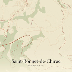 Obraz premium Vintage map of Saint-Bonnet-de-Chirac, France.
