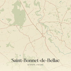 Fototapeta premium Vintage map of Saint-Bonnet-de-Bellac, France.