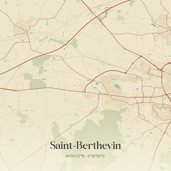 Fototapeta premium Vintage map of Saint-Berthevin, France.