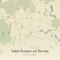 Fototapeta premium Vintage map of Saint-Bonnet-en-Bresse, France.