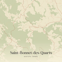 Obraz premium Vintage map of Saint-Bonnet-des-Quarts, France.