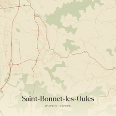 Obraz premium Vintage map of Saint-Bonnet-les-Oules, France.