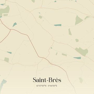 Vintage map of Saint-Br&egrave;s, France.