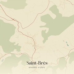 Obraz premium Vintage map of Saint-Brès, France.