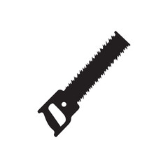 Black hand saw, silhouette, sharp teeth, carpentry tool, wood cutting 