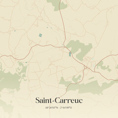 Obraz premium Vintage map of Saint-Carreuc, France.