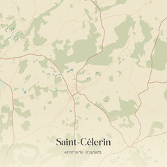 Fototapeta premium Vintage map of Saint-Célerin, France.