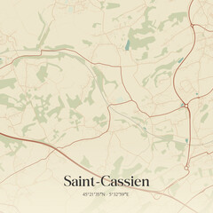 Fototapeta premium Vintage map of Saint-Cassien, France.