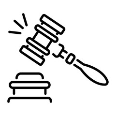 Judge gavel icon in linear style 