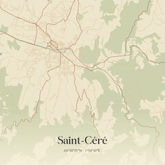 Fototapeta premium Vintage map of Saint-Céré, France.