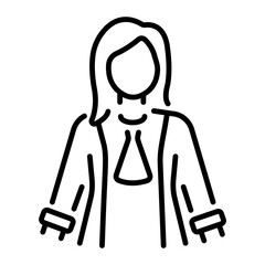 Female lawyer icon in line style 