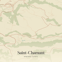 Obraz premium Vintage map of Saint-Chamant, France.