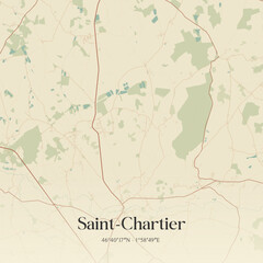 Fototapeta premium Vintage map of Saint-Chartier, France.