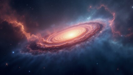 Fototapeta premium Vibrant and intricate cosmic scene featuring an abstract background adorned with stunning galaxies and vivid dust lanes., ultra detailed, 8k resolution, HDR, professional