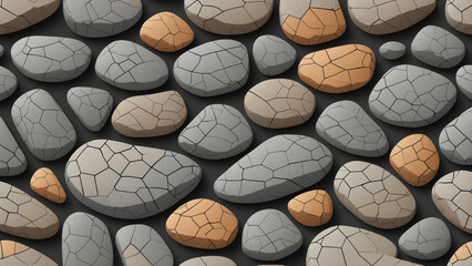 Naklejka premium Stylized cracked cartoon stone texture with smooth rounded edges