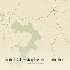 Fototapeta premium Vintage map of Saint-Christophe-de-Chaulieu, France.
