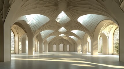 Fototapeta premium Ethereal Interior Space with Intricate Arches and Soft Lighting