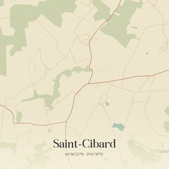 Obraz premium Vintage map of Saint-Cibard, France.