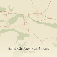 Obraz premium Vintage map of Saint-Cirgues-sur-Couze, France.