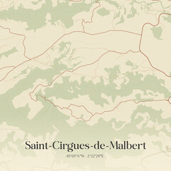 Obraz premium Vintage map of Saint-Cirgues-de-Malbert, France.