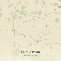 Fototapeta premium Vintage map of Saint-Civran, France.