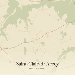 Fototapeta premium Vintage map of Saint-Clair-d'Arcey, France.