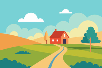Fototapeta premium rural landscape with house