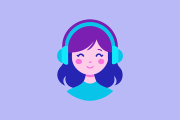 little girl with headphones