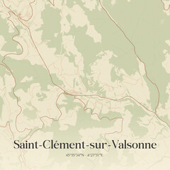 Obraz premium Vintage map of Saint-Clément-sur-Valsonne, France.