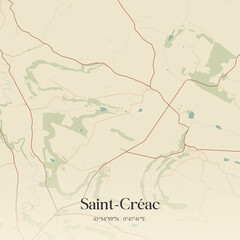 Obraz premium Vintage map of Saint-Créac, France.