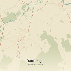 Obraz premium Vintage map of Saint-Cyr, France.