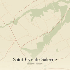Fototapeta premium Vintage map of Saint-Cyr-de-Salerne, France.