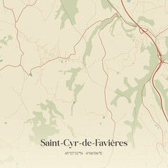 Fototapeta premium Vintage map of Saint-Cyr-de-Favières, France.