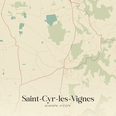 Obraz premium Vintage map of Saint-Cyr-les-Vignes, France.
