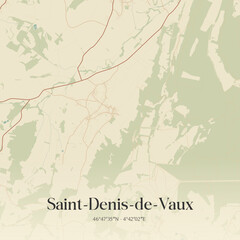 Fototapeta premium Vintage map of Saint-Denis-de-Vaux, France.